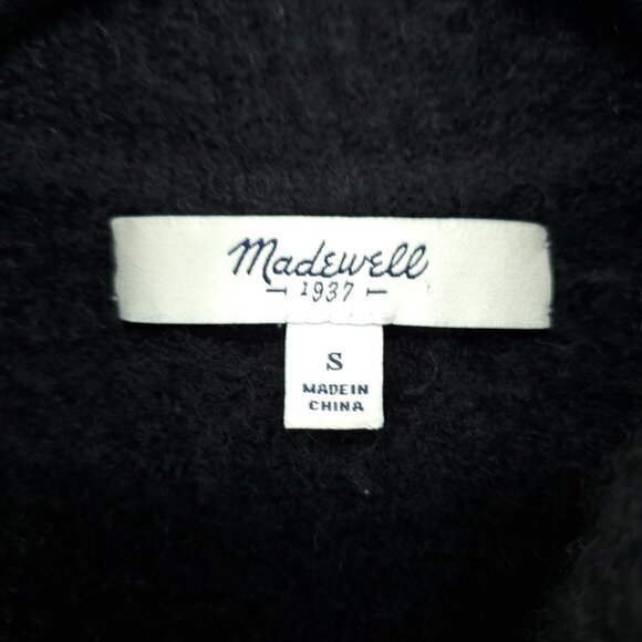 Madewell Merino Wool/Alpaca-Blend Waffle Knit Mock/Turtleneck Sweater S Black - Picture 4 of 15